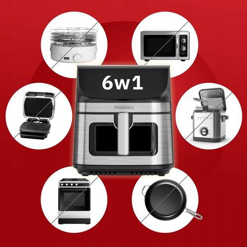 FRYTKOWNICA BEZTŁUSZCZOWA AIR FRYER 8,8L NIEPRZYWIERAJĄCA WEBBER 10 P na Arena.pl