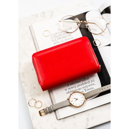 czerwony, poziomy portfel damski wykonany ze skóry ekologicznej - peterson na Arena.pl