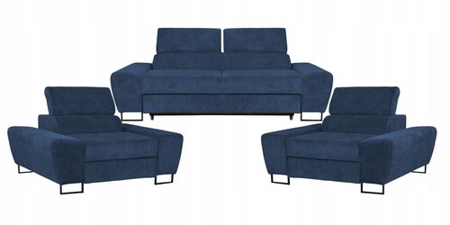 Zestaw mebli wypoczynkowych salon Savio Sofa 2os fotele granat Family Meble na Arena.pl