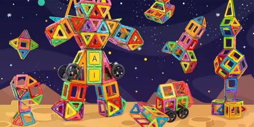 Klocki magnetyczne PANELE KONSTRUKCYJNE edukacyjne kolorowe 3D zestaw 128el na Arena.pl