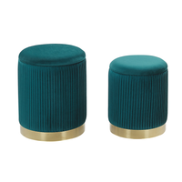 Zestaw 2 pufów ze schowkiem niebieski MIRAMAR