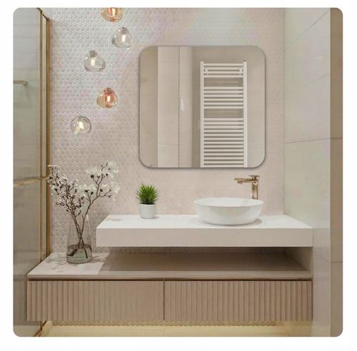 LUSTRO 110x110 cm ZAOKRĄGLONE ROGI BEZ OŚWIETLENIA ŁAZIENKOWE BEZ RAMY na Arena.pl