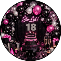 Opłatek na tort Urodziny 18 30 40 50 60 Okazjonalny Balony Szampan Drink