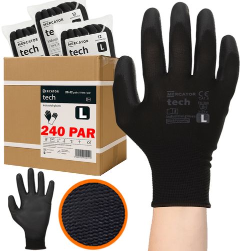 rękawice robocze mercator tech black+black pu - l - 240 par na Arena.pl