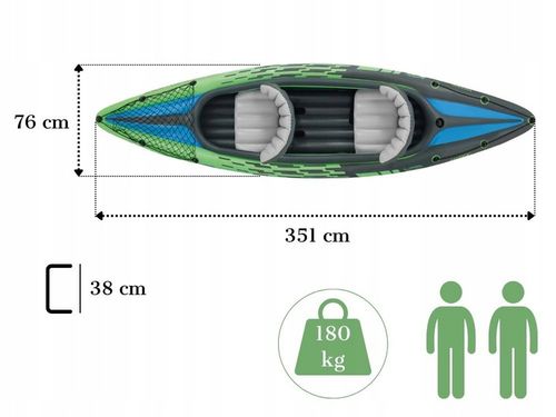 Kajak 2os. Challenger K2 Intex 68306 Pompka Wiosła Dwuosobowy MODEL 2024 na Arena.pl