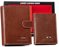 PETERSON męski klasyczny portfel skórzany z etui na karty + brelok