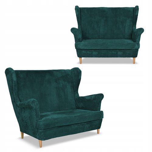 Zestaw wypoczynkowy uszak Bonito sofa fotele Family Meble zielony sztruks na Arena.pl