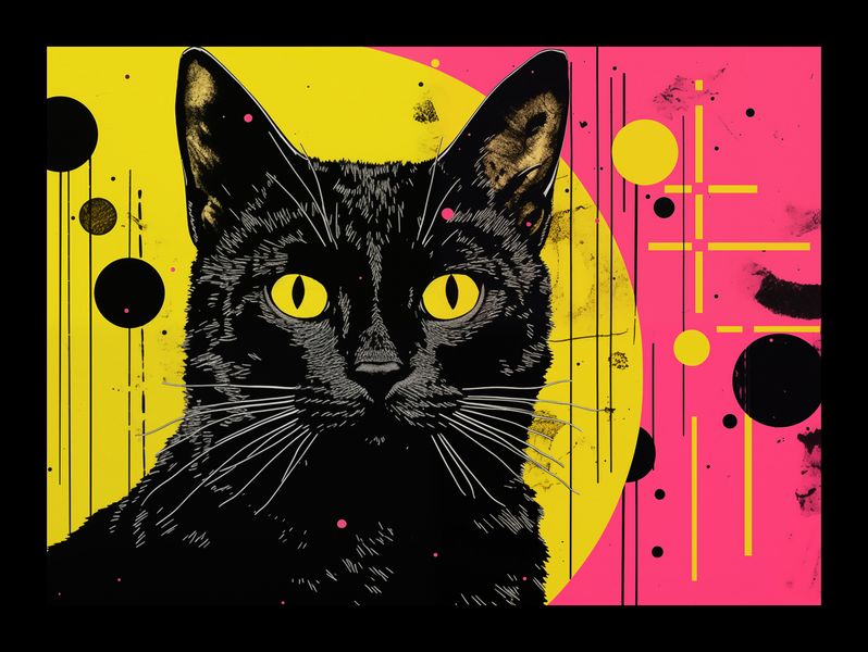 Plakat 18x13cm Neonowy Kocur zdjęcie 2