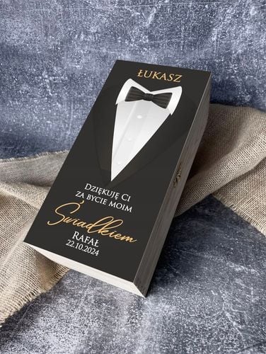 PODZIĘKOWANIE PREZENT DLA ŚWIADKA SKRZYNKA NA WHISKY ALKOHOL UPOMINEK ŚLUB na Arena.pl