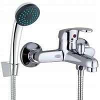 BATERIA WANNOWA PRYSZNICOWA ŚCIENNA KRAN WANNOWO-NATRYSKOWY + WĄŻ