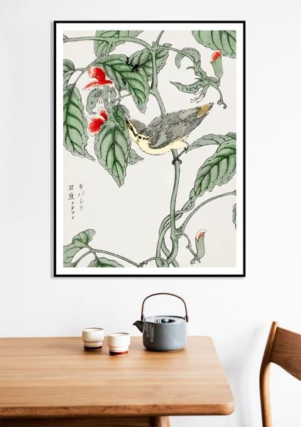 Plakat 60x80cm Tree-Creeper. Kashu Japoński Vintage do Salonu zdjęcie 9