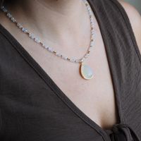 Naszyjnik z Kamieniem Księżycowym – ręcznie wykonany, srebro pozłacane 925