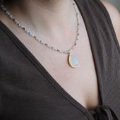 Naszyjnik z Kamieniem Księżycowym – ręcznie wykonany, srebro pozłacane 925