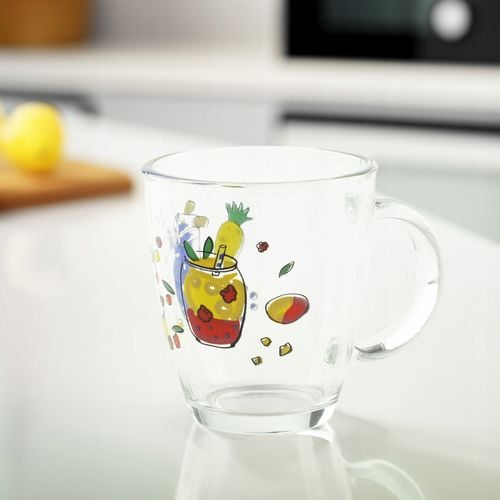 SZKLANKA Z UCHEM KUBEK SZKLANY TRADYCYJNY DO KAWY HERBATY 320 ML Z WZOREM na Arena.pl