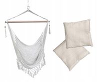PLECIONE KRZESŁO BRAZYLIJSKIE FOTEL WISZĄCY HAMAK FRĘDZLE HUŚTAWKA PODUSZKI