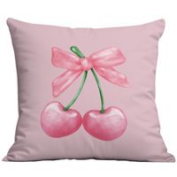 poszewka na poduszkę 45 x 45 cm wiśnie i kokarda różowa pod229