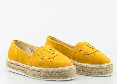 ŻÓŁTE ESPADRYLE PLATFORMY MODNE ZAMSZ LOGO 38 na Arena.pl