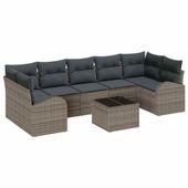 Zestaw Sof na Ogród 8 pcs Szary 55 x 55 x 37 cm polirattan