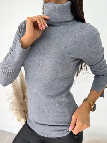 Damski sweter z golfem golf basic szary guziki uni na Arena.pl