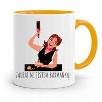 Kubek Żółty Dla Barmana Zaufaj Mi Jestem Barmanką Z Nadrukiem Ze Zdjęciem