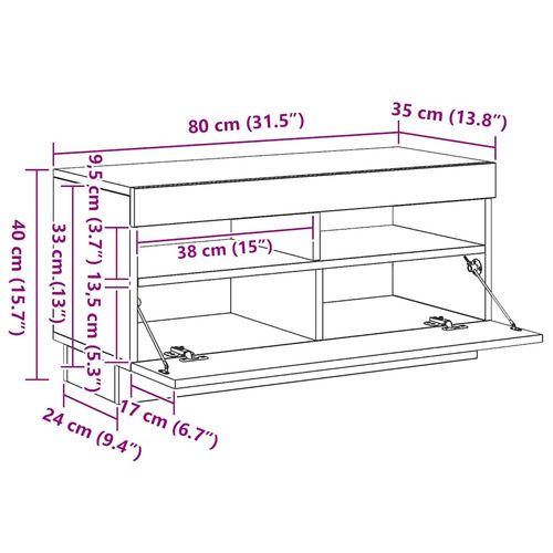 Szafka pod TV z oświetleniem LED, brązowy dąb, 80x35x40 cm na Arena.pl