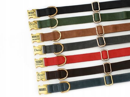 Obroża Dla Psa Skórzana z Grawerem r. M Czerwony na Arena.pl