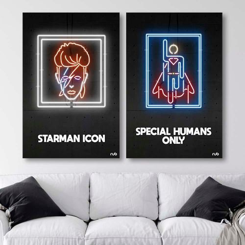 Obraz na płótnie – Canvas, Neony David Bowie 50x70 na Arena.pl