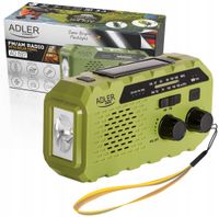 Radio solarne z korbką Adler AD 1197 G power bank, latarka