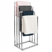 WIESZAK STOJĄCY NA 4 RĘCZNIKI STOJAK METALOWY CHROM ŁAZIENKOWY