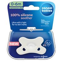 CANPOL Smoczek uspokajający silikonowy symetryczny 0-6m biały
