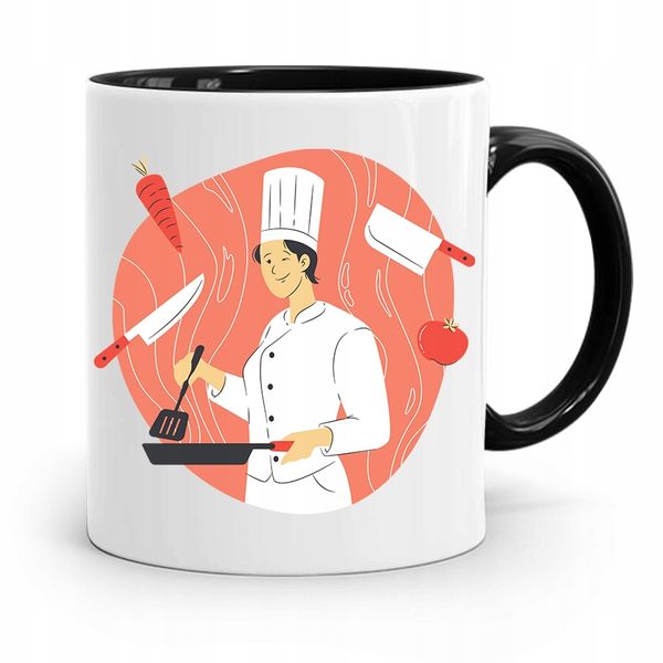 Kubek Czarny Prezent Dla Kucharza Kucharki Cook Z Nadrukiem Ze Zdjęciem zdjęcie 1