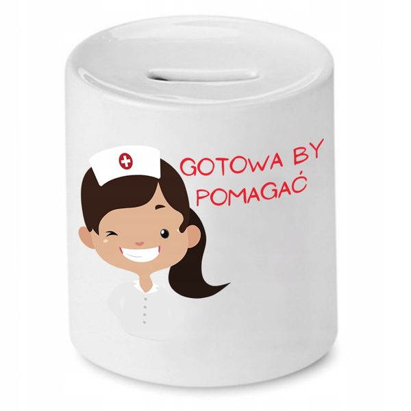 Skarbonka Dla Pielęgniarki Gotowa By Pomagać Z Nadrukiem Ze Zdjęciem zdjęcie 1