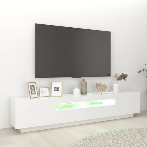 Szafka pod TV z oświetleniem LED, biała, 200x35x40 cm na Arena.pl
