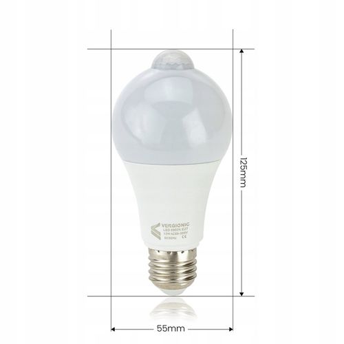 ŻARÓWKA LED E27 Z Czujnikiem ruchu zmierzchu 12W Neutralna 230V MOCNA na Arena.pl