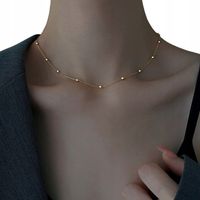 Naszyjnik Złoty Delikatny Subtelny Kuleczki Stal Nierdzewna Tytan