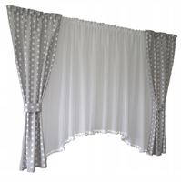 KOMPLET firana dziecięca zasłona Iza pompony białe