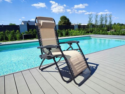 LEŻAK OGRODOWY JASNY BEŻOWY ORION FUNKCJA ZERO GRAVITY na Arena.pl