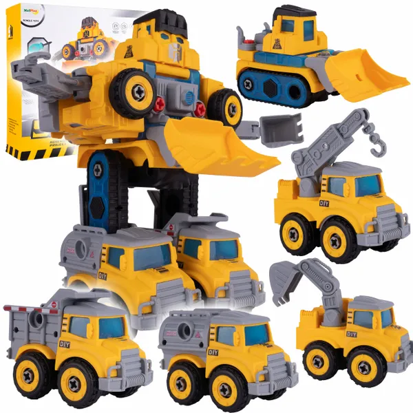 Robot Transformujący W Autka Budowlane 5 Sztuk zdjęcie 1