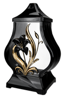 Znicz szklany kapliczka czarna, z czarno złotą kalią