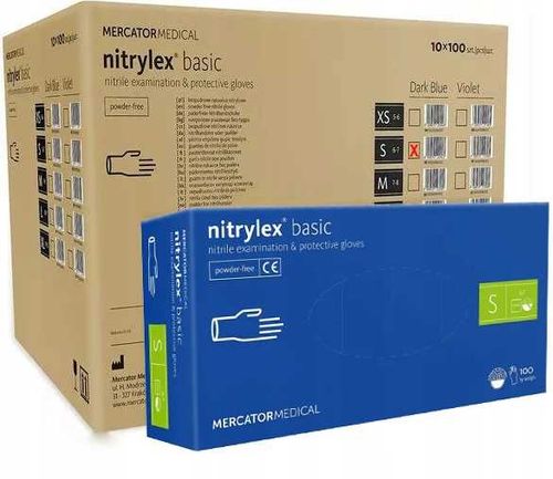 rękawice nitrylowe 100 szt. nitrylex basic dark blue 7-s - 10 kpl. na Arena.pl