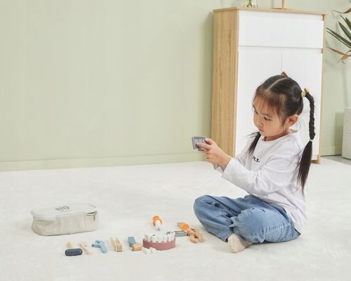 DREWNIANY ZESTAW DENTYSTY TORBA MAŁY DENTYSTA STOMATOLOG LEKARZ VIGA POLARB na Arena.pl