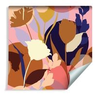 Tapeta Ścienna Modne Kolorowe Kwiaty Roślinny Wzór