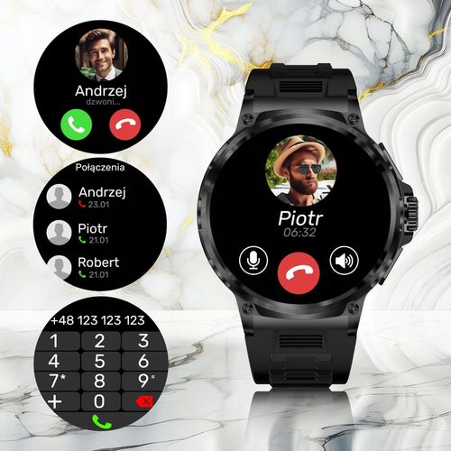 SMARTWATCH MĘSKI ZEGAREK ROZMOWY 710 mAh BATERIA MENU POLSKIE POMIARY SMS na Arena.pl