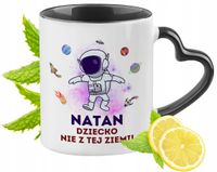 Kubek Czarny Z Uszkiem W Kształcie Serca Dla Natana Idealny Na Prezent
