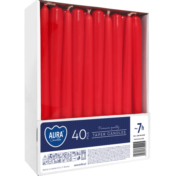 Świece Bispol Candles 7h 40 sztuk czerwone zdjęcie 1