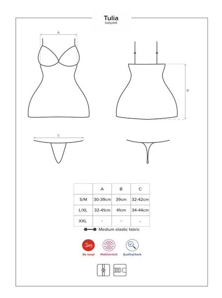 Urocza Babydoll i Stringi - Obsessive Tulia L/XL zdjęcie 5