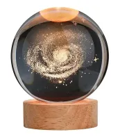 Kryształowa Kula na Drewnianej Podstawie - Droga Mleczna LED