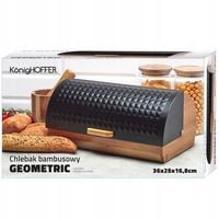 CHLEBAK BAMBUSOWY CZARNY Drewniany POJEMNIK Konighoffer Geometric 36x25x17