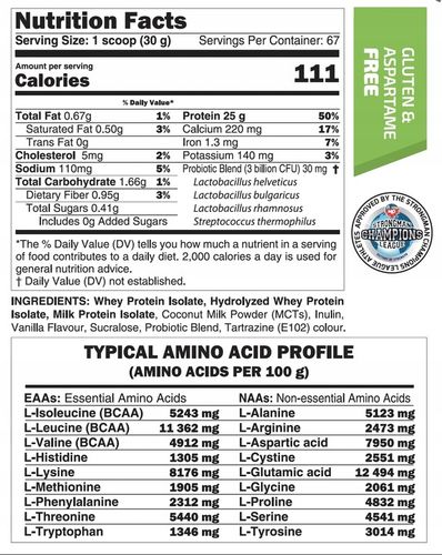 MLO ISO Platinum Izolat białka z mieszanką probiotyków WPI WPH wanilia 2kg na Arena.pl