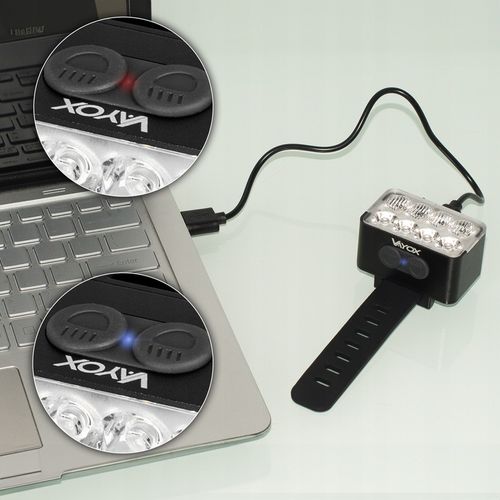 LAMPKA ROWEROWA PRZÓD 8xLED MOCNA JASNA 900LM OŚWIETLENIE ROWER USB-C VAYOX na Arena.pl